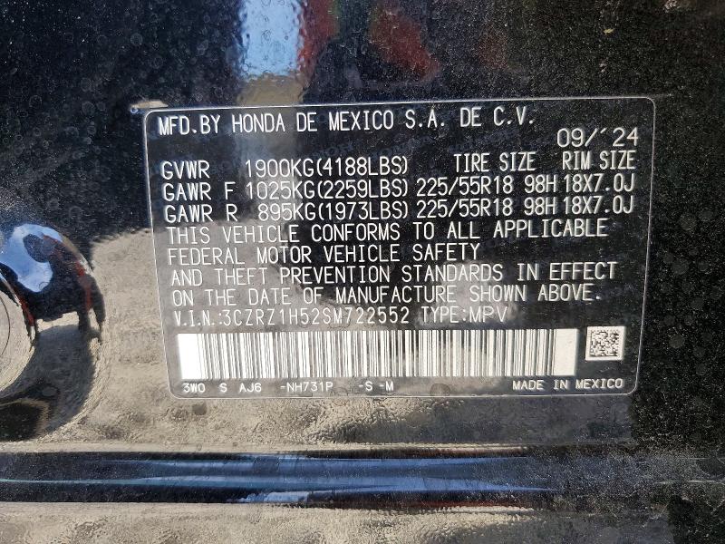 Продажа на аукционе авто 2025 Honda Hr-v, vin: 3CZRZ1H52SM722552, номер лота: 52738916