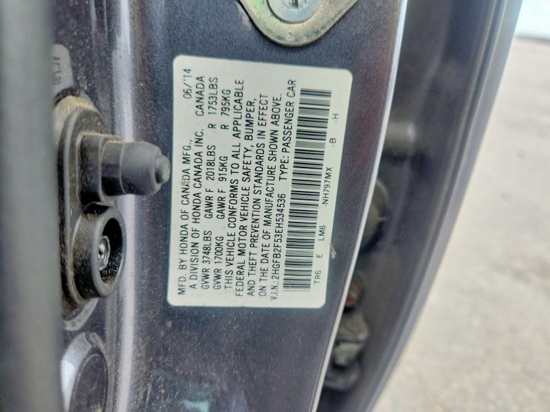 Продажа на аукционе авто 2014 Honda Civic, vin: 2HGFB2F53EH534536, номер лота: 54350246