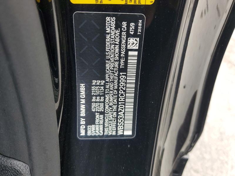 2024 Bmw M4 მანქანა იყიდება აუქციონზე, vin: WBS53AZ01RCP29991, აუქციონის ნომერი: 51010496