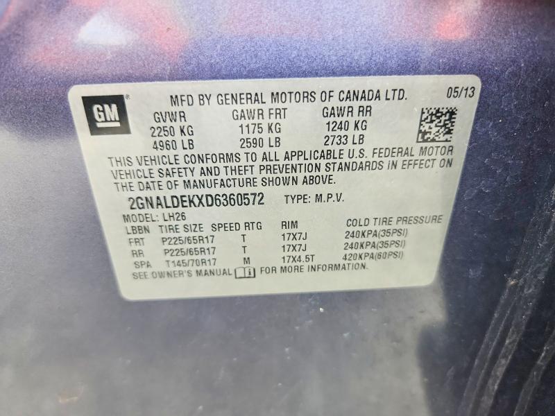 Aukcja sprzedaży 2013 Chevrolet Equinox, vin: 2GNALDEKXD6360572, numer aukcji: 53101416