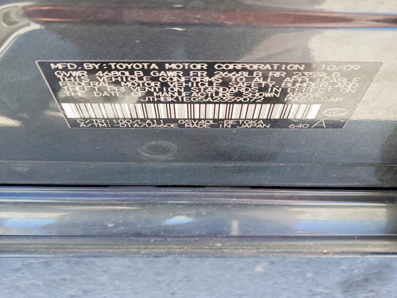 52027886 :رقم المزاد ، JTHBK1EG5A2359072 vin ، 2010 Lexus Es مزاد بيع