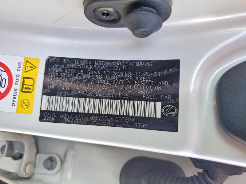 54838906 :رقم المزاد ، 58ABK1GG2JU091525 vin ، 2018 Lexus Es 350 مزاد بيع