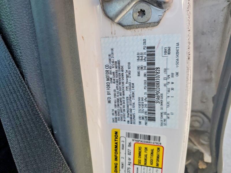 Продажа на аукционе авто 2019 Ford Fusion, vin: 3FA6P0CDXKR107828, номер лота: 52273056