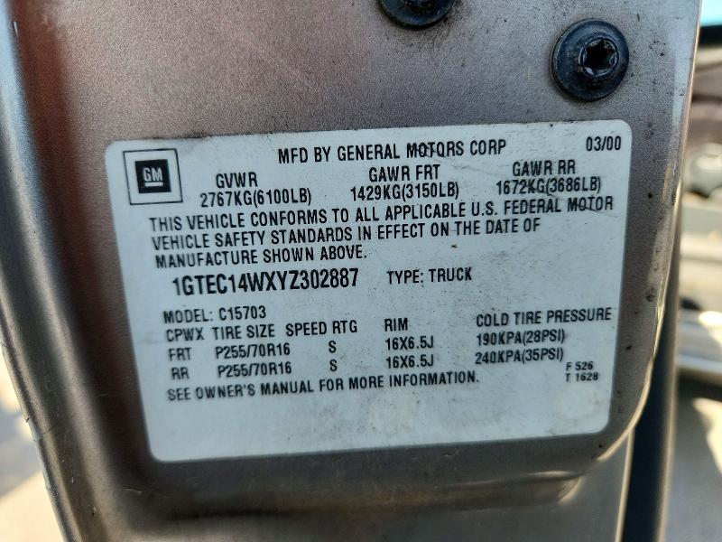 53338066 :رقم المزاد ، 1GTEC14WXYZ302887 vin ، 2000 Gmc New Sierra مزاد بيع