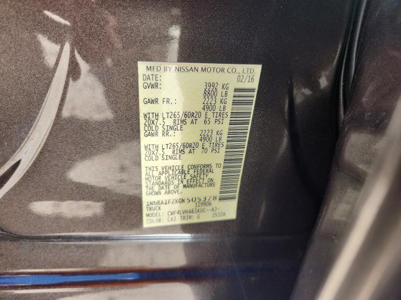 53272476 :رقم المزاد ، 1N6BA1F2XGN505378 vin ، 2016 Nissan Titan Xd مزاد بيع