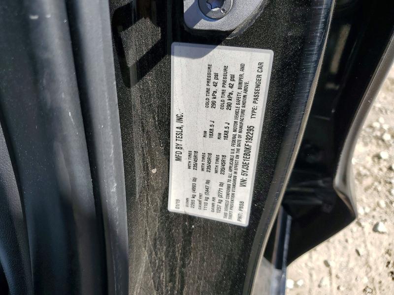 Продаж на аукціоні авто 2019 Tesla Model 3, vin: 5YJ3E1EB0KF192295, номер лоту: 54986066