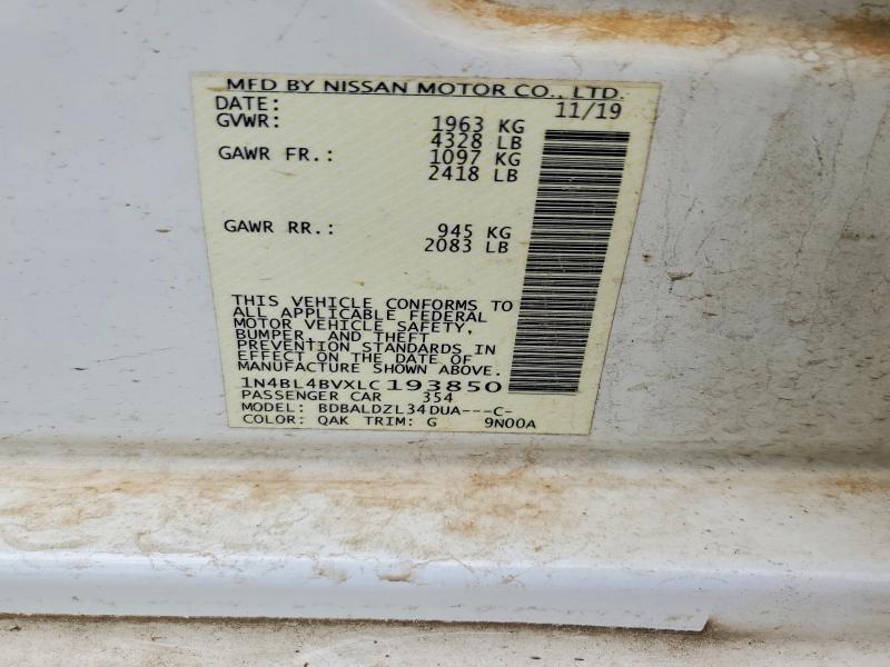 Продаж на аукціоні авто 2020 Nissan Altima, vin: 1N4BL4BVXLC193850, номер лоту: 55207786
