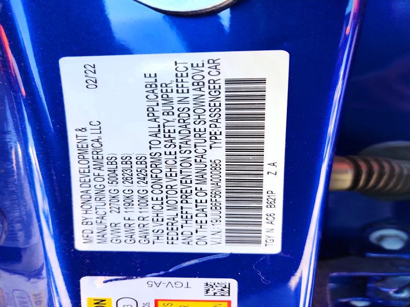 54902736 :رقم المزاد ، 19UUB6F56NA000895 vin ، 2022 Acura Tlx مزاد بيع