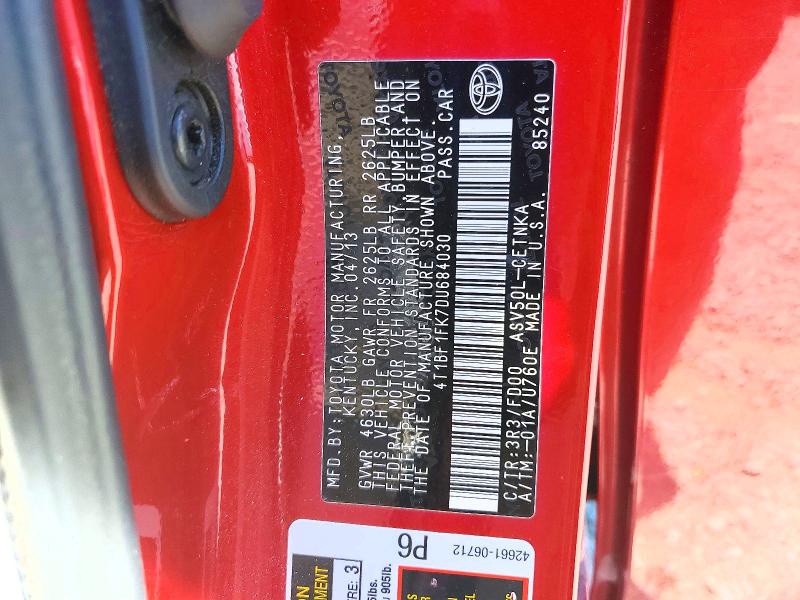 Aukcja sprzedaży 2013 Toyota Camry, vin: 4T1BF1FK7DU684030, numer aukcji: 52429316