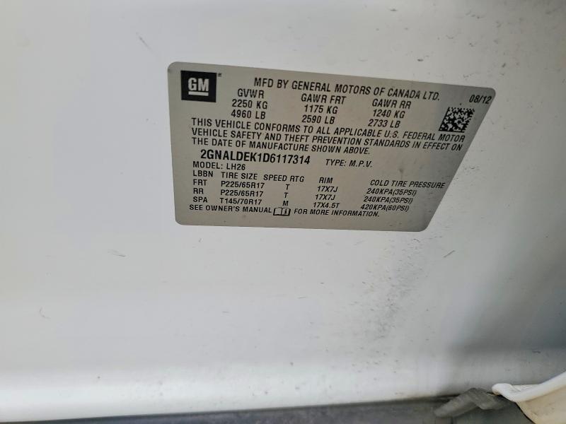 Продаж на аукціоні авто 2013 Chevrolet Equinox, vin: 2GNALDEK1D6117314, номер лоту: 55491556