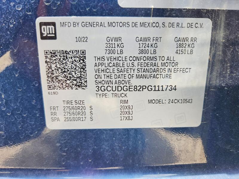 51159226 :رقم المزاد ، 3GCUDGE82PG111734 vin ، 2023 Chevrolet Silverado مزاد بيع