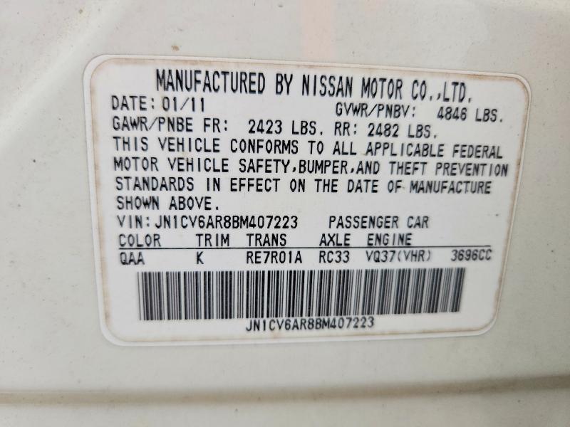 Продаж на аукціоні авто 2011 Infiniti G37 Sedan, vin: JN1CV6AR8BM407223, номер лоту: 55444816