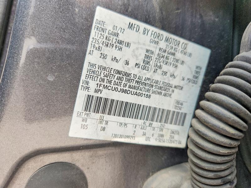 53782986 :رقم المزاد ، 1FMCU0J98DUA00188 vin ، 2013 Ford Escape مزاد بيع