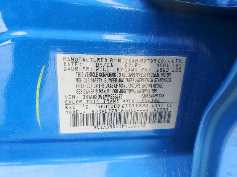 Aukcja sprzedaży 2021 Nissan Sentra, vin: 3N1AB8DV1MY328478, numer aukcji: 53639976