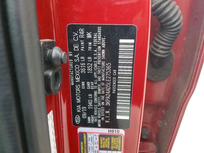 55065646 :رقم المزاد ، 3KPA24AD5LE275365 vin ، 2020 Kia Rio مزاد بيع