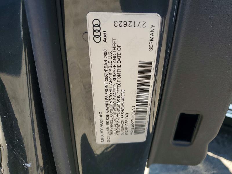 55056166 :رقم المزاد ، WAUE3BF29NN012771 vin ، 2022 Audi A6 مزاد بيع