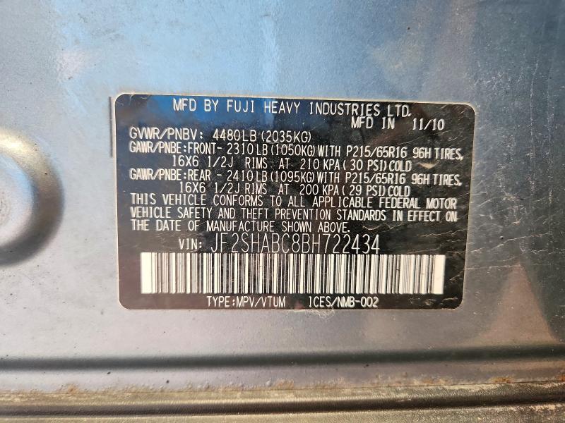 Aukcja sprzedaży 2011 Subaru Forester, vin: JF2SHABC8BH722434, numer aukcji: 53764396