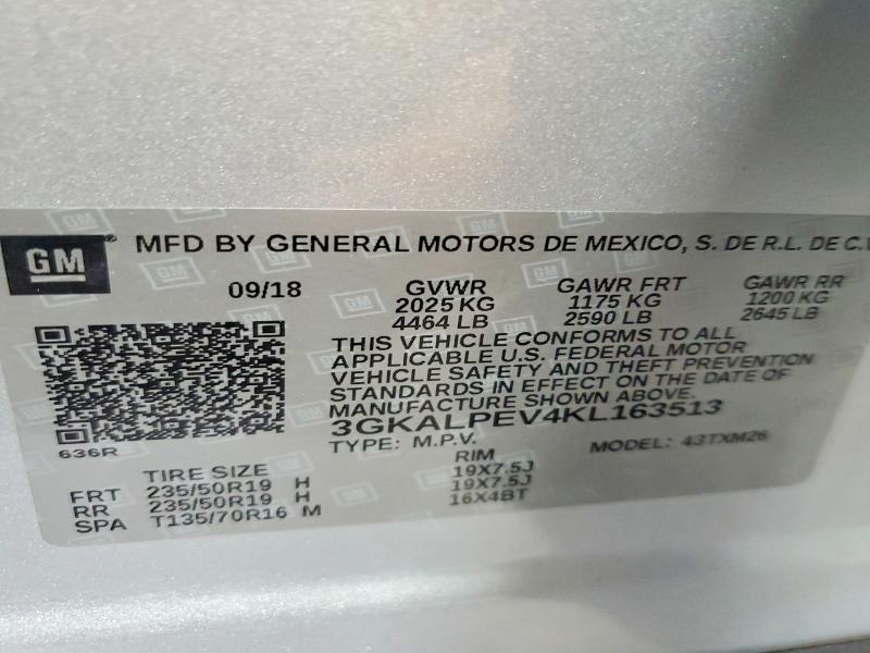 Aukcja sprzedaży 2019 Gmc Terrain, vin: 3GKALPEV4KL163513, numer aukcji: 54262226