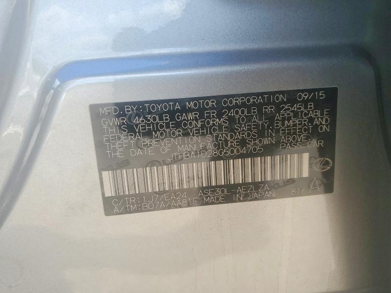 Aukcja sprzedaży 2016 Lexus Is, vin: JTHBA1D28G5004705, numer aukcji: 53826876