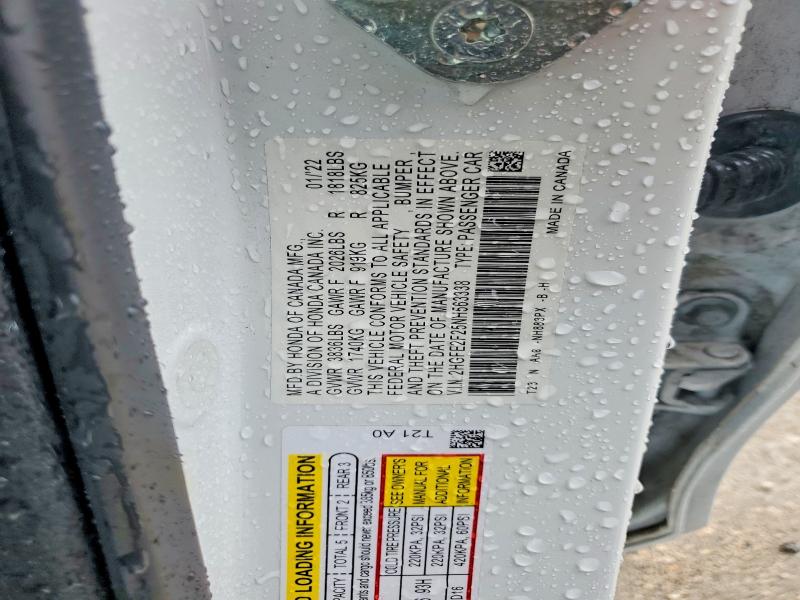 Продаж на аукціоні авто 2022 Honda Civic, vin: 2HGFE2F25NH563338, номер лоту: 53348186
