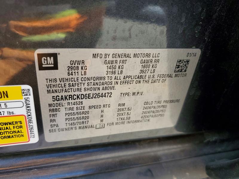 2014 Buick Enclave მანქანა იყიდება აუქციონზე, vin: 5GAKRCKD6EJ264472, აუქციონის ნომერი: 54181906