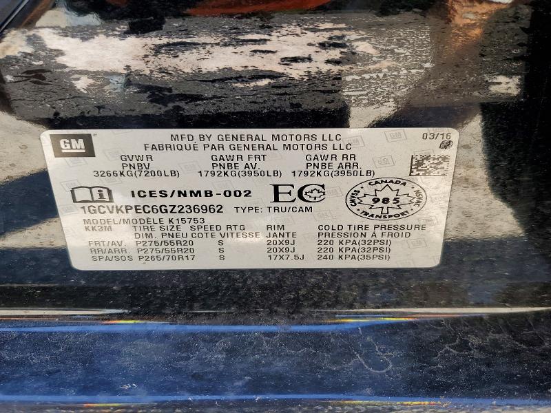 Aukcja sprzedaży 2016 Chevrolet Silverado, vin: 1GCVKPEC6GZ236962, numer aukcji: 54617896