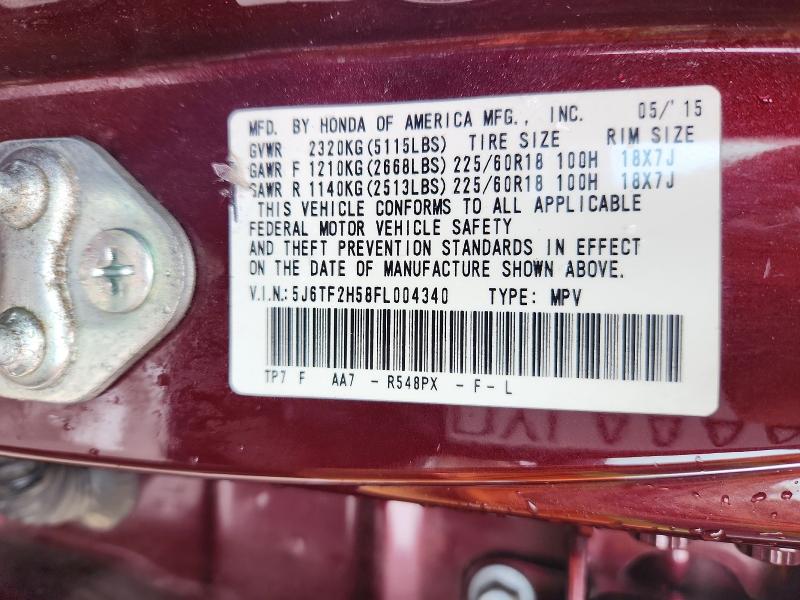 Продаж на аукціоні авто 2015 Honda Crosstour, vin: 5J6TF2H58FL004340, номер лоту: 52709906