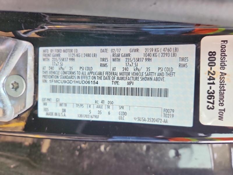 Продаж на аукціоні авто 2017 Ford Escape, vin: 1FMCU9GD1HUD06154, номер лоту: 54521886