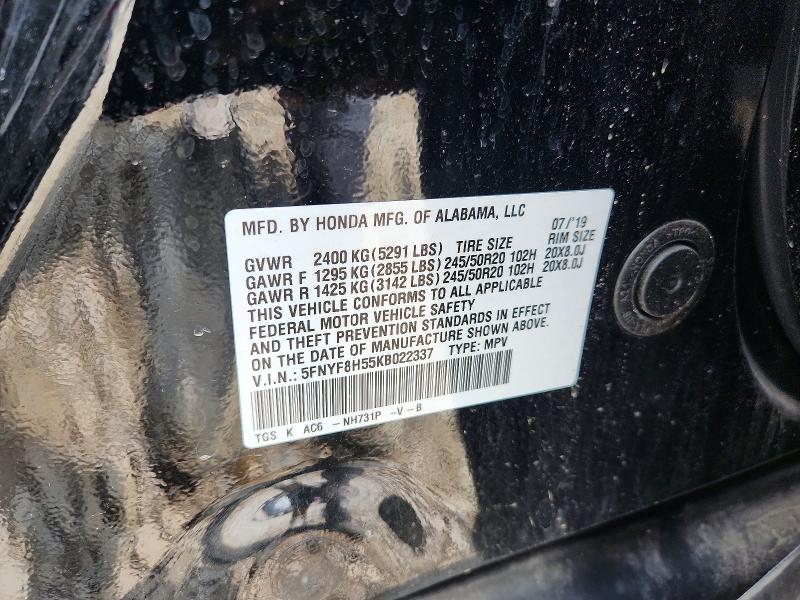 Aukcja sprzedaży 2019 Honda Passport, vin: 5FNYF8H55KB022337, numer aukcji: 54117236