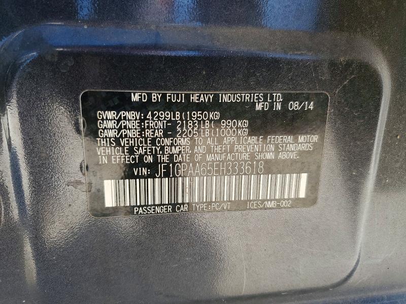 53526986 :رقم المزاد ، JF1GPAA65EH333618 vin ، 2014 Subaru Impreza مزاد بيع
