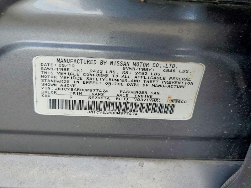 53915186 :رقم المزاد ، JN1CV6AR9CM977474 vin ، 2012 Infiniti G37 Sedan مزاد بيع