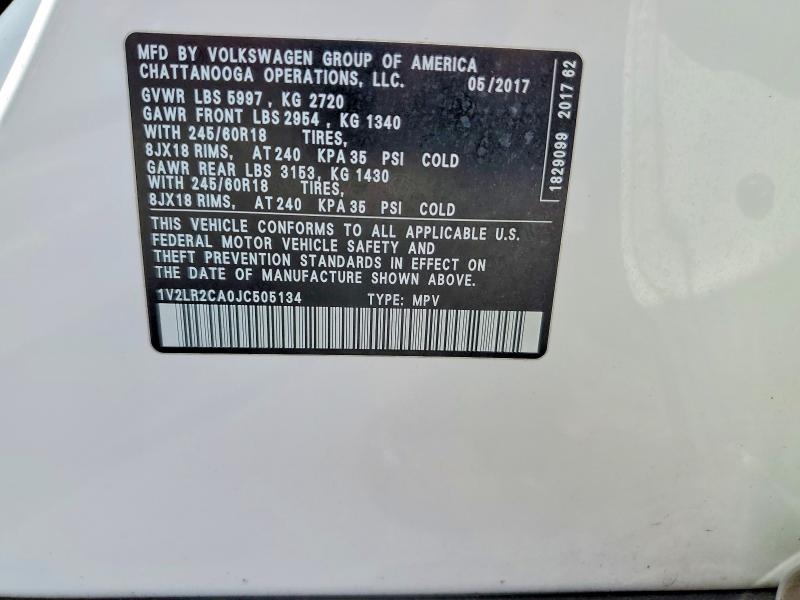 Продажа на аукционе авто 2018 Volkswagen Atlas, vin: 1V2LR2CA0JC505134, номер лота: 53251076