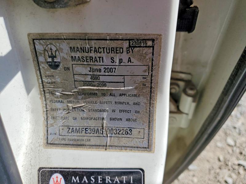 Продажа на аукционе авто 2007 Maserati Quattroporte, vin: ZAMFE39A570032263, номер лота: 51592036
