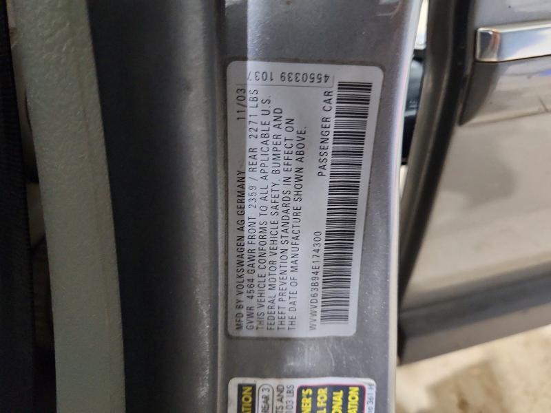Продаж на аукціоні авто 2004 Volkswagen Passat, vin: WVWVD63B94E174300, номер лоту: 55274036