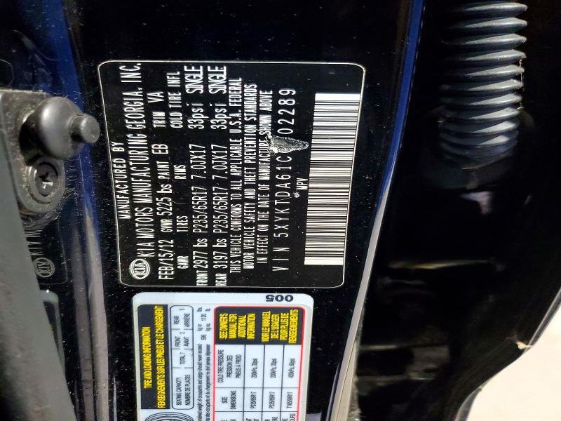 Продаж на аукціоні авто 2012 Kia Sorento, vin: 5XYKTDA61CG302289, номер лоту: 52379126