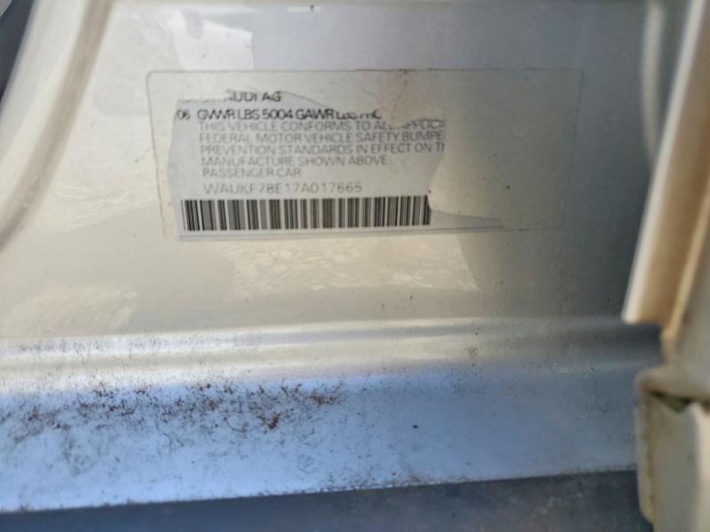55187486 :رقم المزاد ، WAUKF78E17A017665 vin ، 2007 Audi A4 مزاد بيع