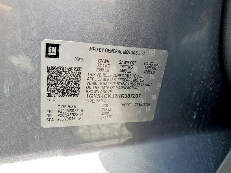Aukcja sprzedaży 2019 Cadillac Escalade, vin: 1GYS4CKJ7KR387207, numer aukcji: 51095126