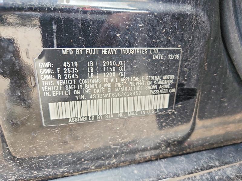 Auction sale of the 2016 Subaru Legacy, vin: 4S3BNAF62G3028452, lot number: 52594356