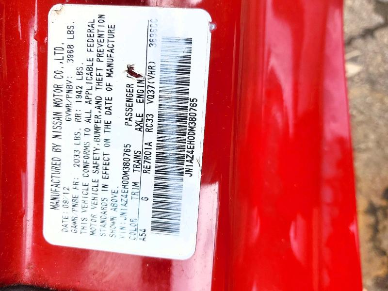 Aukcja sprzedaży 2013 Nissan 370z, vin: JN1AZ4EH0DM380765, numer aukcji: 55265816