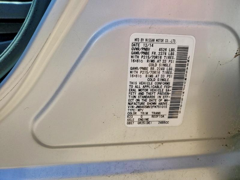 Aukcja sprzedaży 2015 Nissan Rogue Select, vin: JN8AS5MV2FW751015, numer aukcji: 53198906