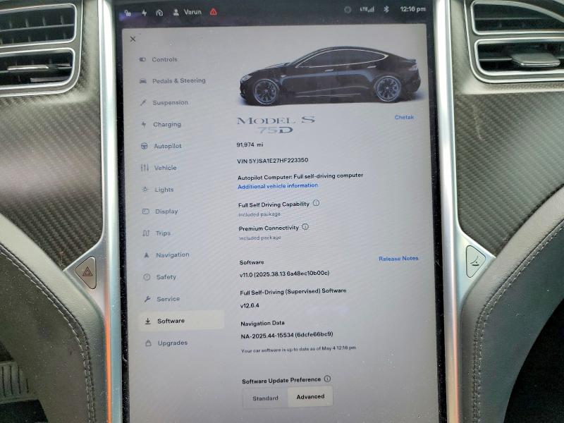 Продаж на аукціоні авто 2017 Tesla Model S, vin: 5YJSA1E27HF223350, номер лоту: 52494496