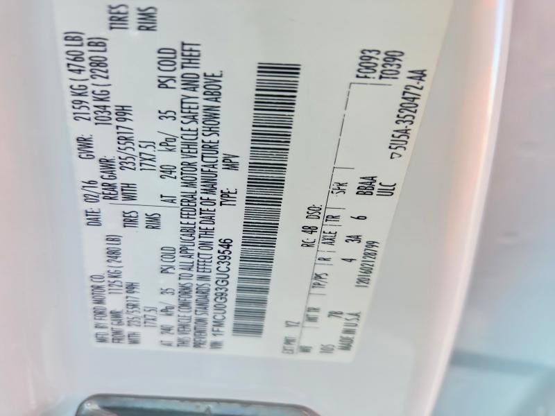Продажа на аукционе авто 2016 Ford Escape, vin: 1FMCU0G93GUC39546, номер лота: 55005526