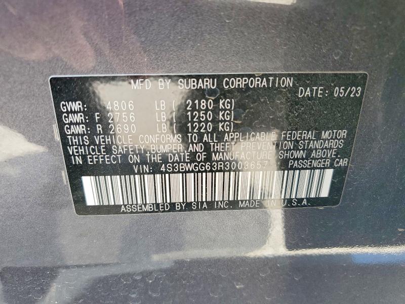 51037696 :رقم المزاد ، 4S3BWGG63R3003657 vin ، 2024 Subaru Legacy مزاد بيع