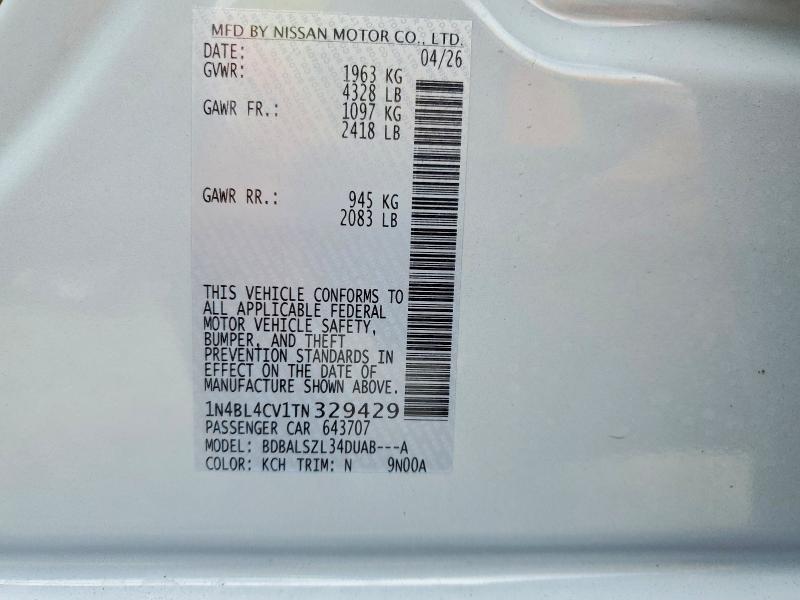 Aukcja sprzedaży 2026 Nissan Altima, vin: 1N4BL4CV1TN329429, numer aukcji: 53819556