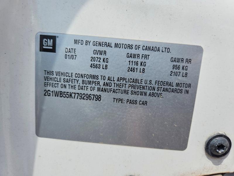53633746 :رقم المزاد ، 2G1WB55K779296798 vin ، 2007 Chevrolet Impala مزاد بيع