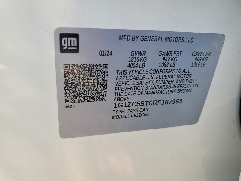 2024 Chevrolet Malibu მანქანა იყიდება აუქციონზე, vin: 1G1ZC5ST0RF167965, აუქციონის ნომერი: 53203196