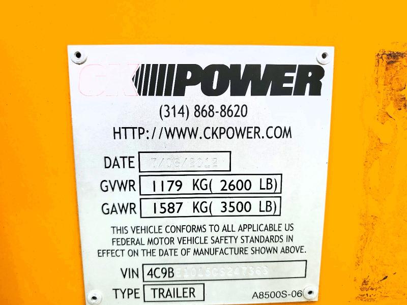 2012 Ck Power Generator მანქანა იყიდება აუქციონზე, vin: 4C9BE1015CS247363, აუქციონის ნომერი: 54768146
