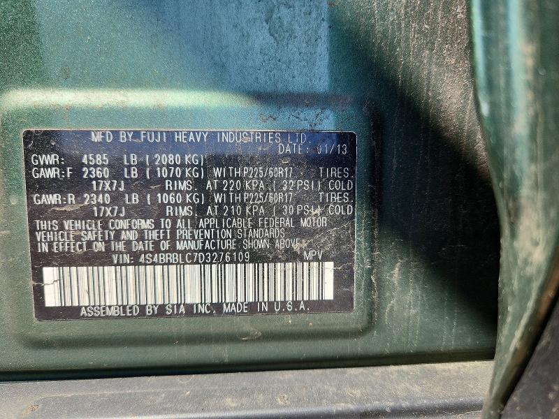 Aukcja sprzedaży 2013 Subaru Outback, vin: 4S4BRBLC7D3276109, numer aukcji: 52209166