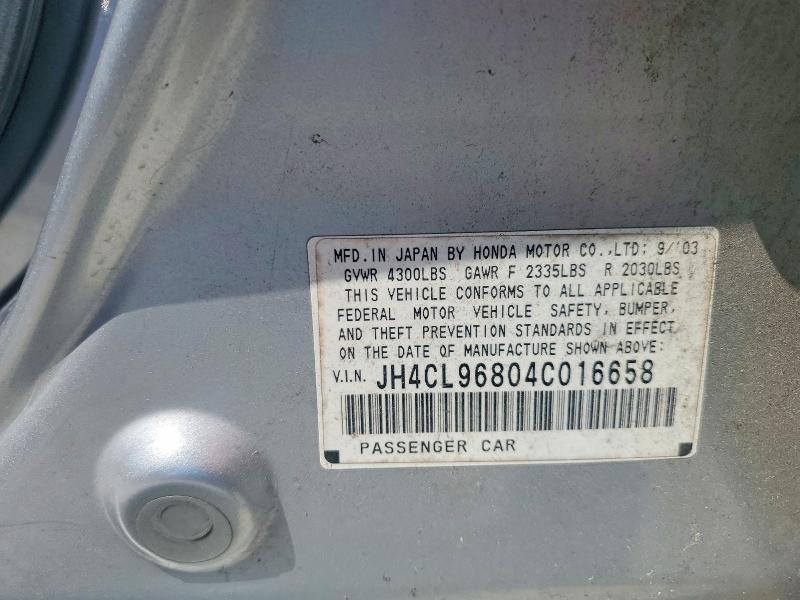 53955826 :رقم المزاد ، JH4CL96804C016658 vin ، 2004 Acura Tsx مزاد بيع