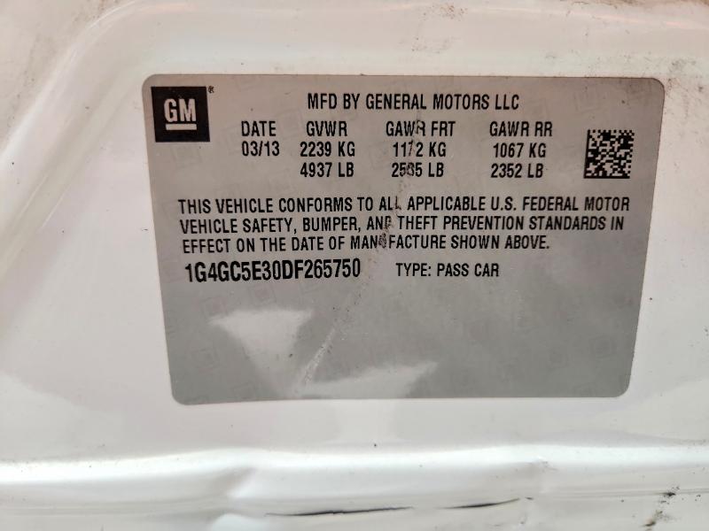 53916546 :رقم المزاد ، 1G4GC5E30DF265750 vin ، 2013 Buick Lacrosse مزاد بيع